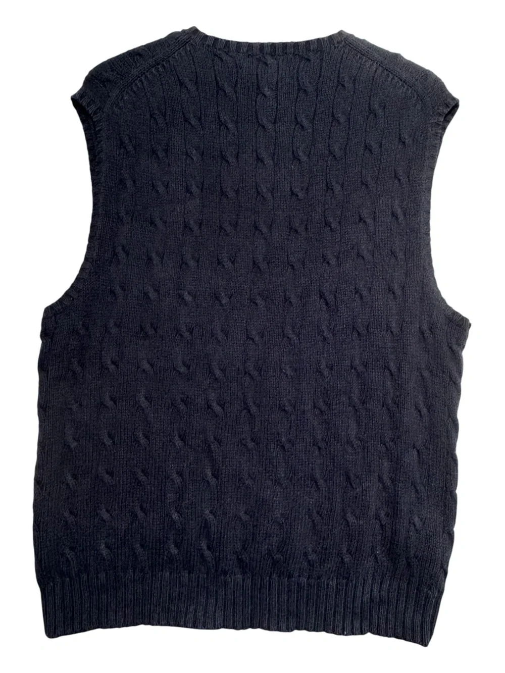 Polo Ralph Lauren Cable Knit Sweater Vest Navy Blue XL (fits M) Red Pony Cotton